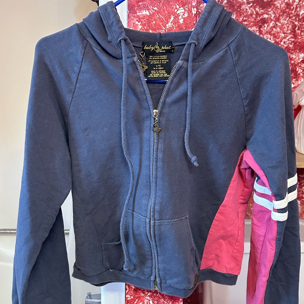 Baby Phat Y2K Cropped Hoodie with gold Siamese cat zipper. Size L